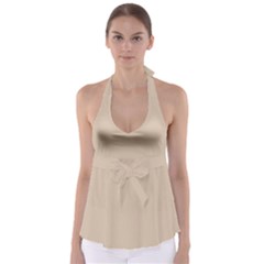 Frosted Almond Brown	 - 	babydoll Tankini Top by ColorfulSwimWear