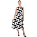 Playful Pups Black and White Pattern Midi Tie-Back Chiffon Dress View1