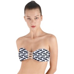 Playful Pups Black And White Pattern Twist Bandeau Bikini Top by dflcprintsclothing