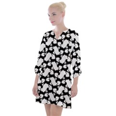 Playful Pups Black And White Pattern Open Neck Shift Dress by dflcprintsclothing