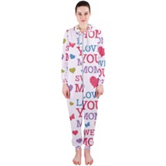 Love Mom Happy Mothers Day I Love Mom Graphic Hooded Jumpsuit (ladies) by Ravend