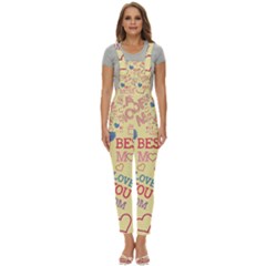 Love Mom Happy Mothers Day I Love Mom Graphic Pattern Women s Pinafore Overalls Jumpsuit by Ravend