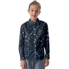 Constellation Stars Art Pattern Design Wallpaper Kids  Long Sleeve Shirt by Ravend