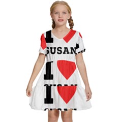 I Love Susan Kids  Short Sleeve Tiered Mini Dress by ilovewhateva