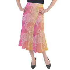 Unicorm Orange And Pink Midi Mermaid Skirt by lifestyleshopee