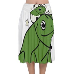 Frog With A Cowboy Hat Velvet Flared Midi Skirt by Teevova