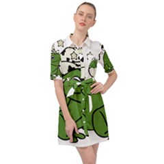 Frog With A Cowboy Hat Belted Shirt Dress by Teevova