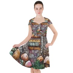 Bewitch Stipe Black Art Incantation Enchant Champignon Shiitake Witchcraft Black Magic Witch Cap Sleeve Midi Dress by GardenOfOphir