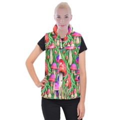 Mushroom Women s Button Up Vest by GardenOfOphir