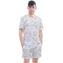 Cats And Food Doodle Seamless Pattern Men s Mesh Tee and Shorts Set View1