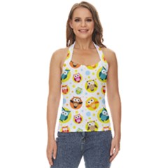 Owl Bird Cartoon Basic Halter Top by Jancukart