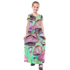 Historical Mushroom Forest Kids  Short Sleeve Maxi Dress by GardenOfOphir