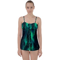 Aurora Northern Lights Celestial Magical Astronomy Babydoll Tankini Set