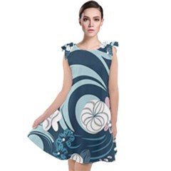 Flowers Pattern Floral Ocean Abstract Digital Art Tie Up Tunic Dress by Pakemis