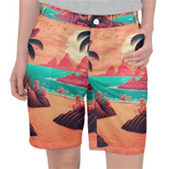 Tropical Beach Sea Jungle Ocean Landscape Pocket Shorts by Pakemis