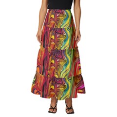 Liquid Art Pattern - Abstract Art Tiered Ruffle Maxi Skirt by GardenOfOphir