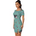 Raccoon Texture Seamless Scrapbooking Hearts Fitted Knot Split End Bodycon Dress View2