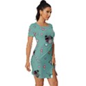 Raccoon Texture Seamless Scrapbooking Hearts Fitted Knot Split End Bodycon Dress View3