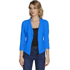 Azure Blue	 - 	casual 3/4 Sleeve Spring Jacket by ColorfulWomensWear