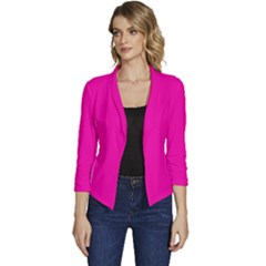 Fashion Fuchsia Pink	 - 	casual 3/4 Sleeve Spring Jacket by ColorfulWomensWear