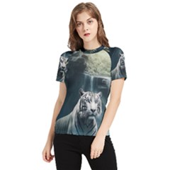 Tiger White Tiger Nature Forest Women s Short Sleeve Rash Guard by Jancukart