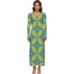 Pattern 4 Long Sleeve Longline Maxi Dress by GardenOfOphir