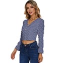 Blue Diamonds Long Sleeve V-Neck Top View2