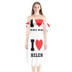 I Love Helen Shoulder Tie Bardot Midi Dress by ilovewhateva