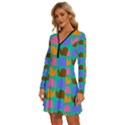 Slugs Long Sleeve Deep V Mini Dress  View2