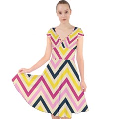 Chevron I Cap Sleeve Front Wrap Midi Dress by GardenOfOphir