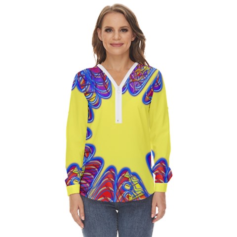 Explosion Big Bang Colour Structure Zip Up Long Sleeve Blouse by Semog4