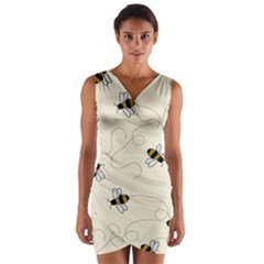 Insects Bees Digital Paper Wrap Front Bodycon Dress by Semog4