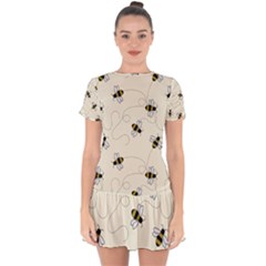 Insects Bees Digital Paper Drop Hem Mini Chiffon Dress by Semog4