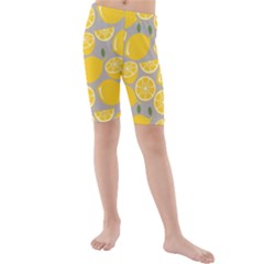 Lemon Background Lemon Wallpaper Kids  Mid Length Swim Shorts by Semog4