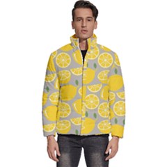 Lemon Background Lemon Wallpaper Men s Puffer Bubble Jacket Coat by Semog4