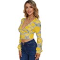 Lemon Background Lemon Wallpaper Long Sleeve Deep-V Velour Top View2