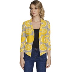 Lemon Background Lemon Wallpaper Women s Casual 3/4 Sleeve Spring Jacket by Semog4