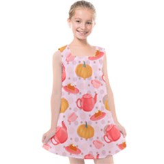 Pumpkin Tea Cup Pie Dessert Kids  Cross Back Dress by Semog4