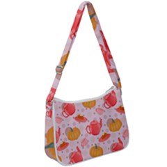 Pumpkin Tea Cup Pie Dessert Zip Up Shoulder Bag by Semog4