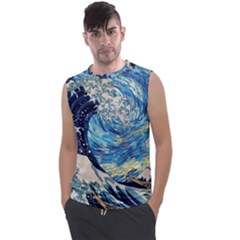 Starry Night Hokusai Vincent Van Gogh The Great Wave Off Kanagawa Men s Regular Tank Top by Semog4