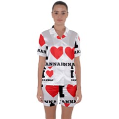 I Love Hannah Satin Short Sleeve Pajamas Set by ilovewhateva