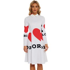 I Love Gloria  Long Sleeve Shirt Collar A-line Dress by ilovewhateva