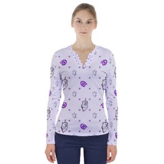 Background Hexagram Spiral V-neck Long Sleeve Top by Semog4