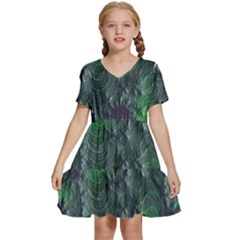 Fractal Floral Background Planetary Kids  Short Sleeve Tiered Mini Dress by Semog4