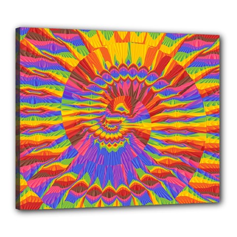 Colorful Spiral Abstract Swirl Twirl Art Pattern Canvas 24  X 20  (stretched)