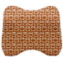 Orange And White Owl Pattern Velour Head Support Cushion View1