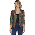 Ai Generated Flowers Trees Forest Mystical Forest Women s Casual 3/4 Sleeve Spring Jacket View1