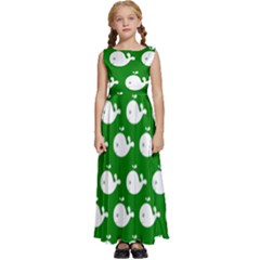 Cute Whale Illustration Pattern Kids  Satin Sleeveless Maxi Dress by GardenOfOphir