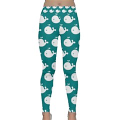 Cute Whale Illustration Pattern Classic Yoga Leggings by GardenOfOphir