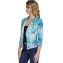 Tropical Blue Ocean Wave Women s Casual 3/4 Sleeve Spring Jacket View2